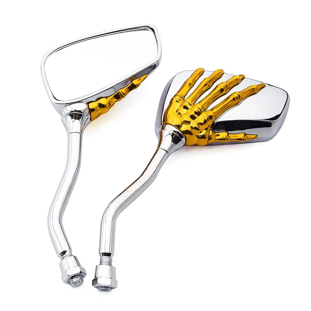 Espejo retrovisor Universal con garra de mano de calavera para motocicleta, Perno de espejo de ajuste Universal para bicicleta deportiva urbana Chopper Cruiser