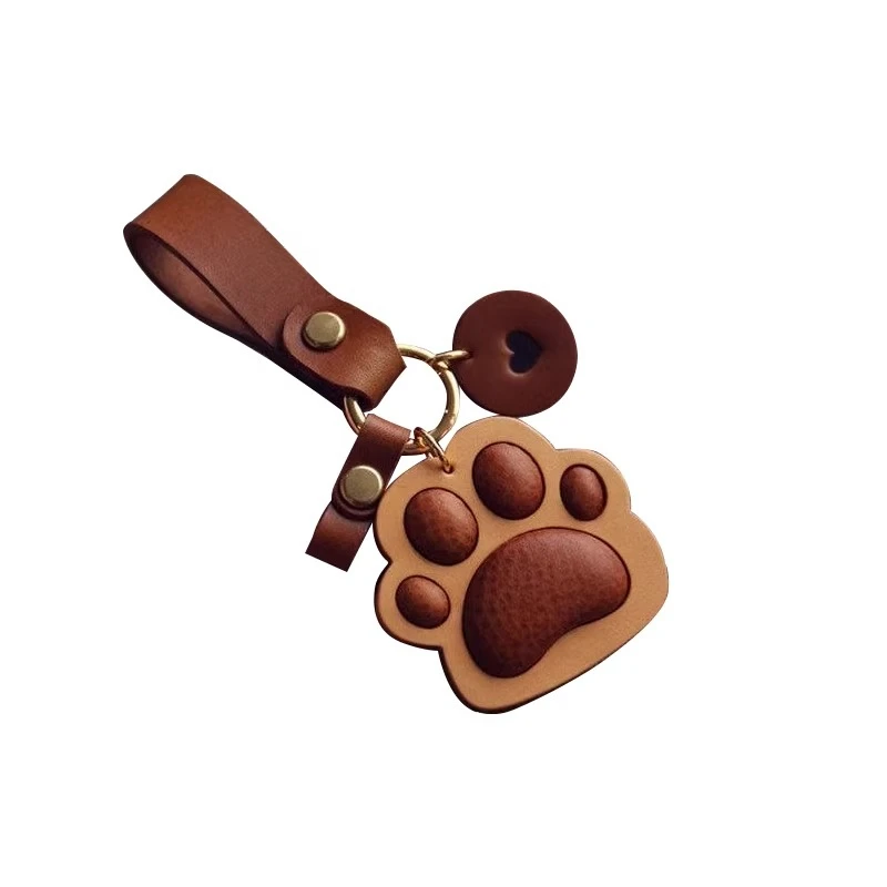 Keychain, handmade vegetable tanned leather cowhide character birthday gift