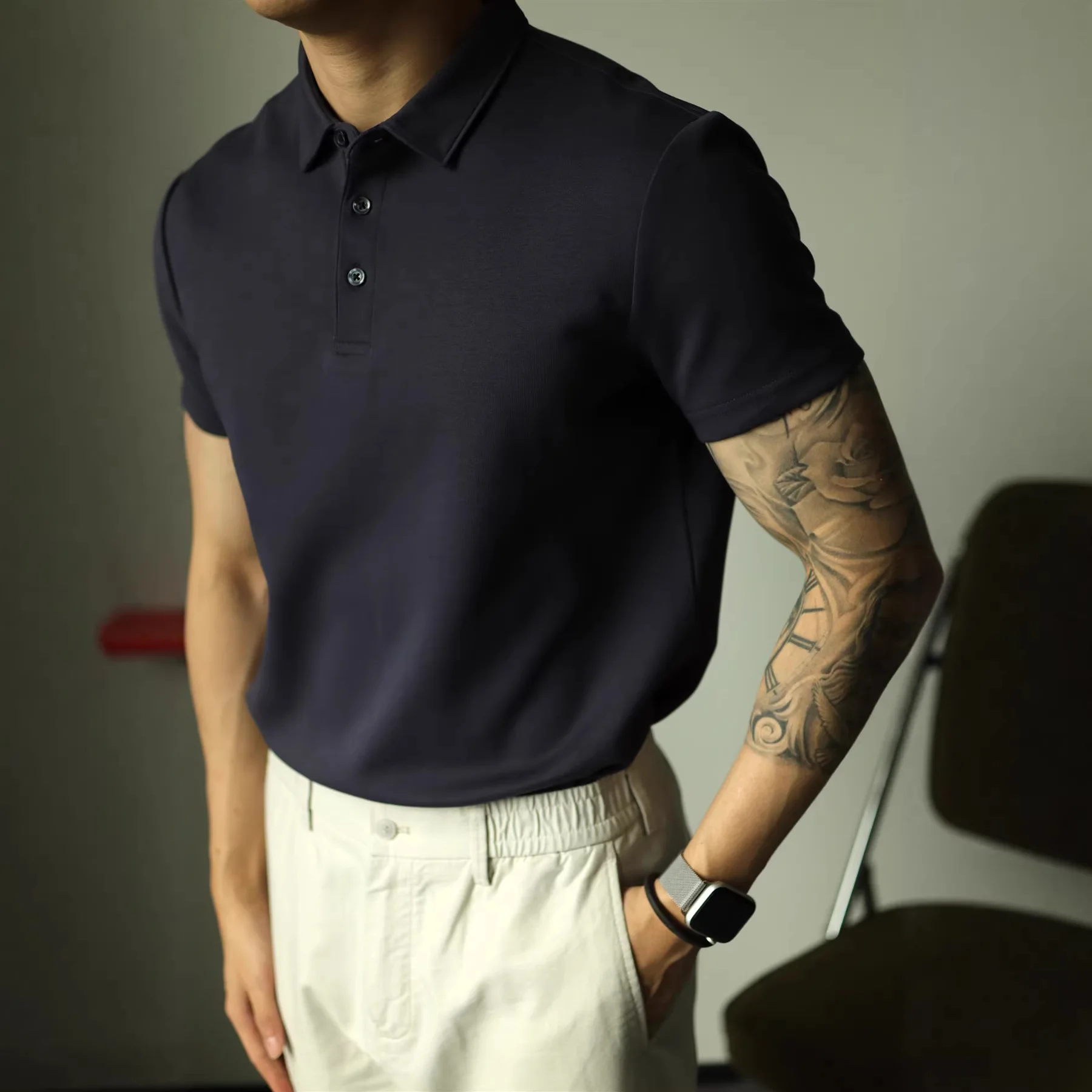 

Gentleman's Pearl Cotton Short-sleeved POLO Shirt 2026 Men's Summer Cool and Breathable Light Business Commuter Lapel T-shirt