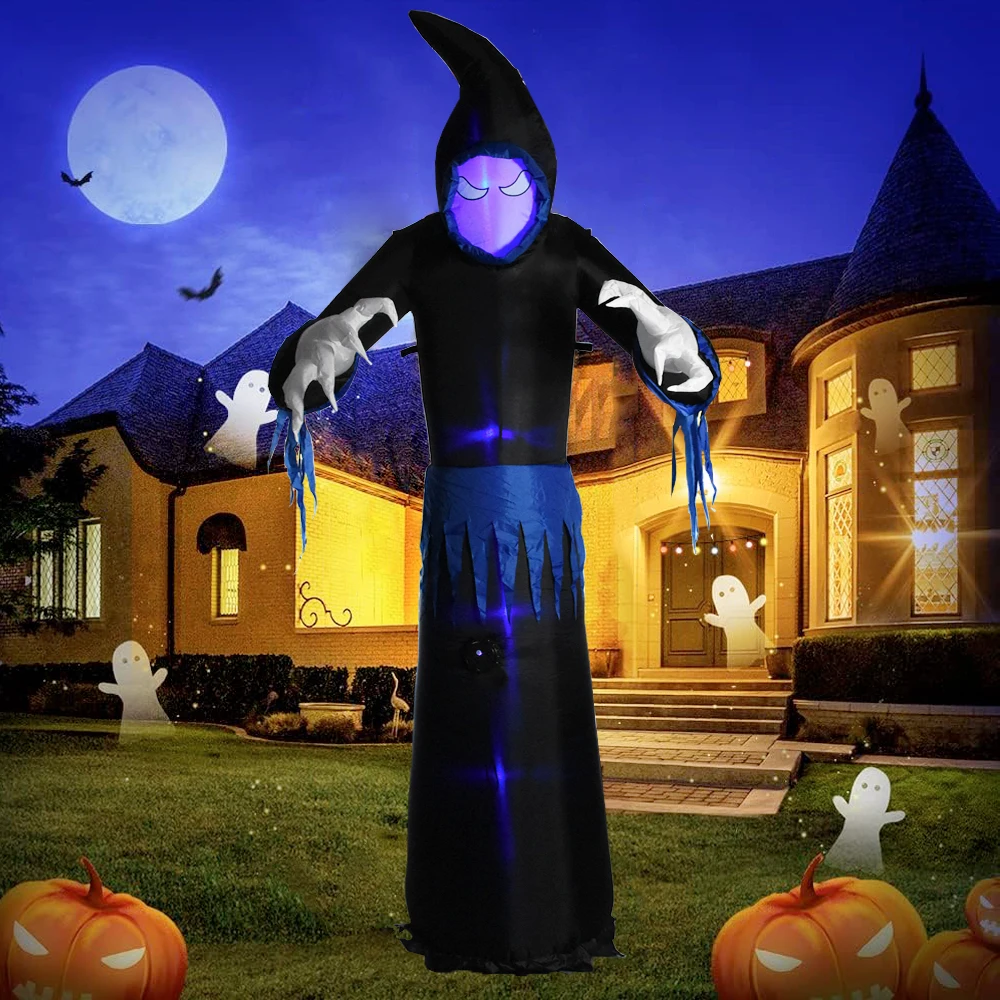 8FT Halloween Decorations for Home Outdoor LED Light Halloween Inflatable Toy Black witch ghost Halloween Props Gift