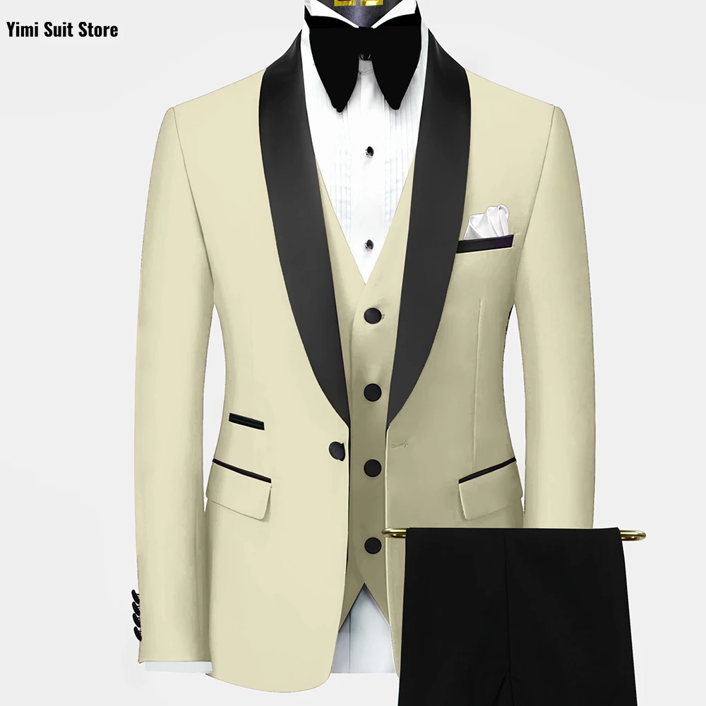 وسيم رجال الأعمال البدلة موضة بلون واحد الصدر ملابس العمل الرسمية العريس الكرة ثوب دعوى 3 قطعة مجموعة سترة سترة بانت