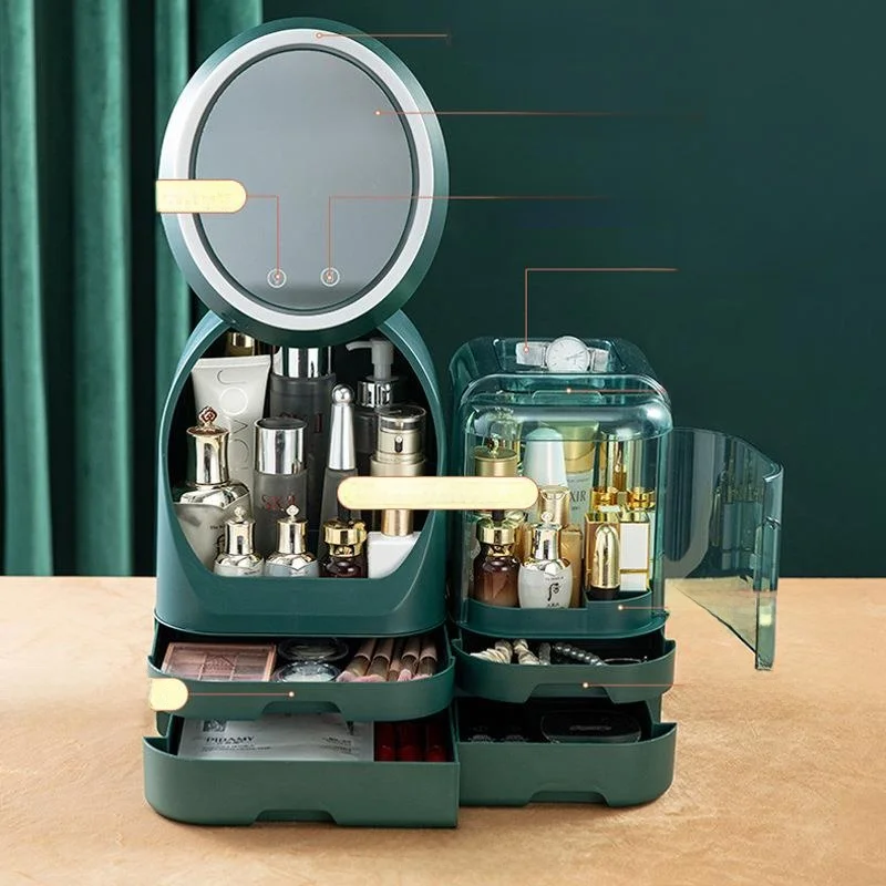 high-end-dustproof-rotatable-cosmetic-storage-box-with-mirror-led-light-fan-skin-care-product-shelf-organizer-plastic-material
