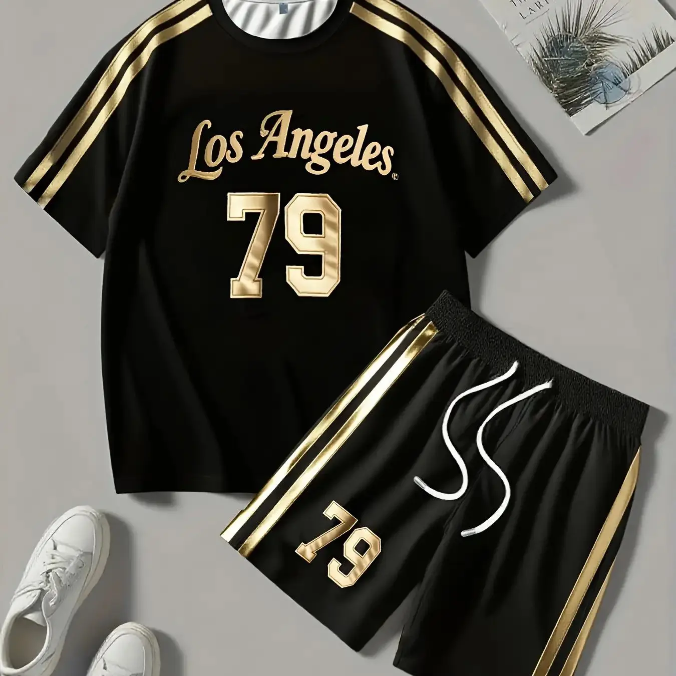 

2026 New Los Angeles 79 Men T-shirt+shorts Fashionable and Versatile T-shirt Set Suitable for Daily Wear and Competition Attire