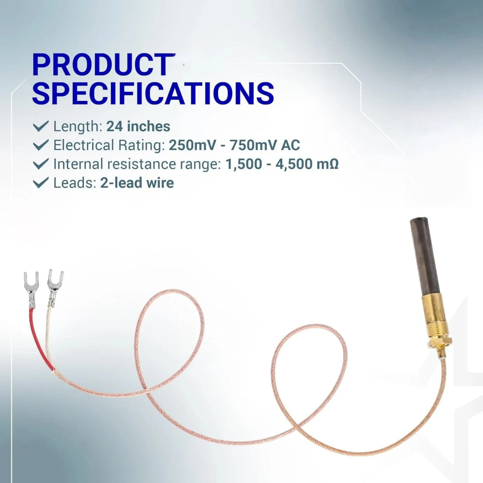 60125501 60J79 H5882 750mV Thermopile 24 Inch Replacement for Fireplace Water Heater Pilot Generator 2-Lead Gas Valve