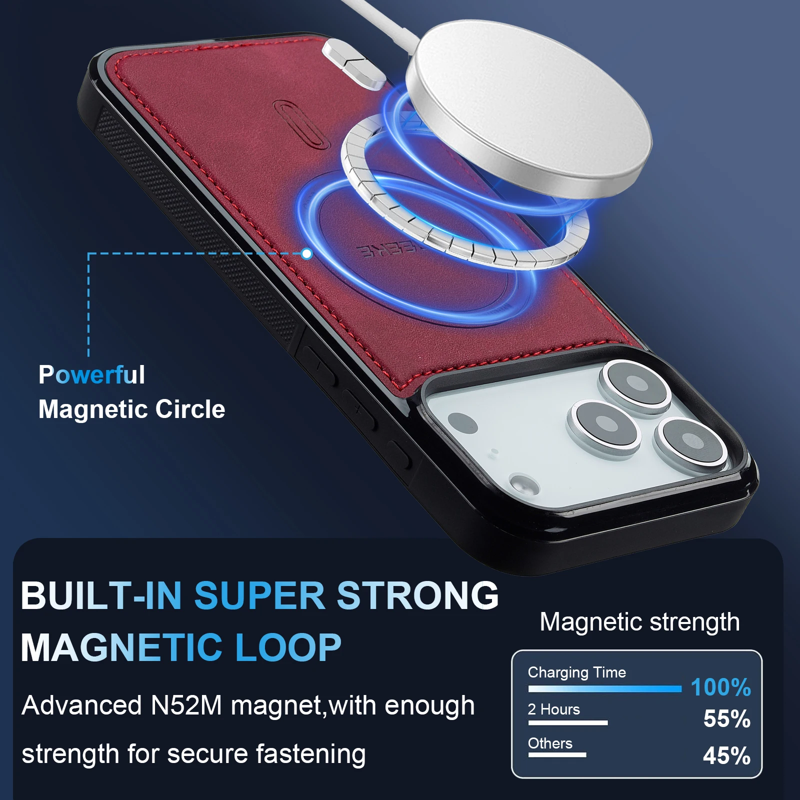 For iPhone 17 Pro Max 16E 16 Air 15 14 Leather Phone Case with Magnetic Attraction Feature Premium Protection - náhled 4