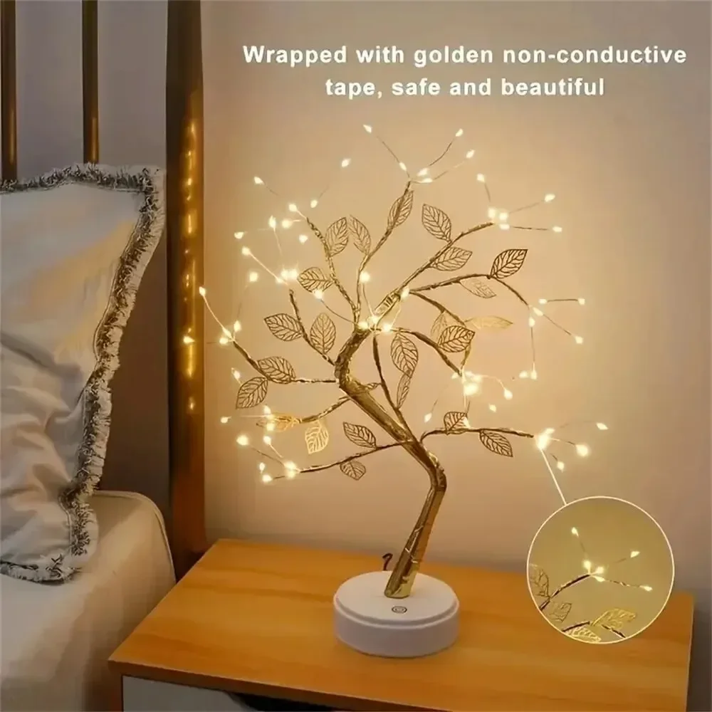 Tree LED Light USB Table Lamp Adjustable Touch Switch DIY Artificial Bonsai Tree Fairy Night Light Home New Year Decoration 2024