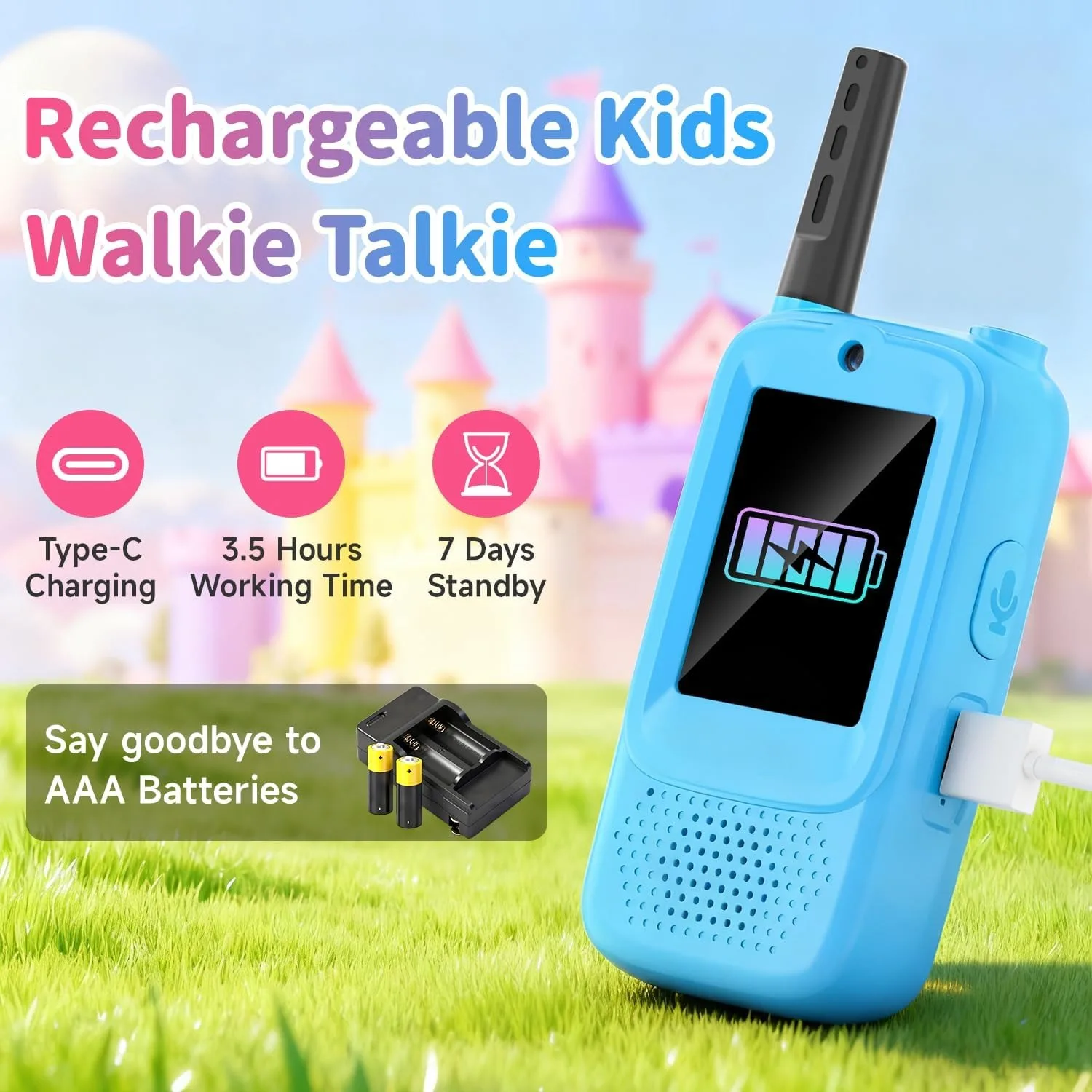 1 Paar Video Walkie Talkies voor Kinderen Oplaadbare Kids Walkie Talkies Lange Afstand Kerst Verjaardag Speelgoed Cadeaus voor 3-12 jaar