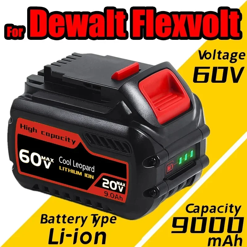 

For Dewalt 60V 9000mAh Lithium Ion Battery Pack,for FlexVolt Tools Power Drill DCB606 DCB612 DCB609 Replacement Battery