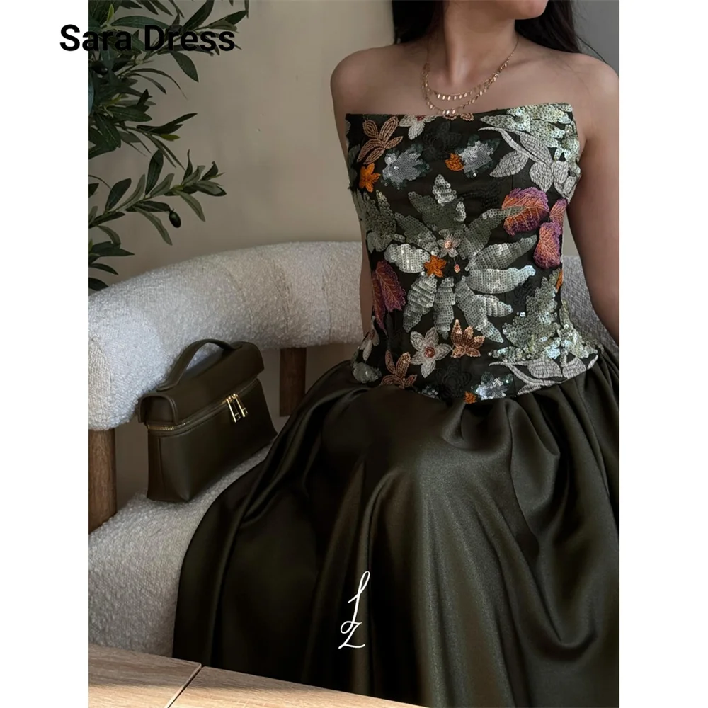 Sara Custom Green A Thread Sleeveless Embroidery Luxury Party Dress 2026 Woman Prom Luxury Dresses D/party Women's Ball Gown