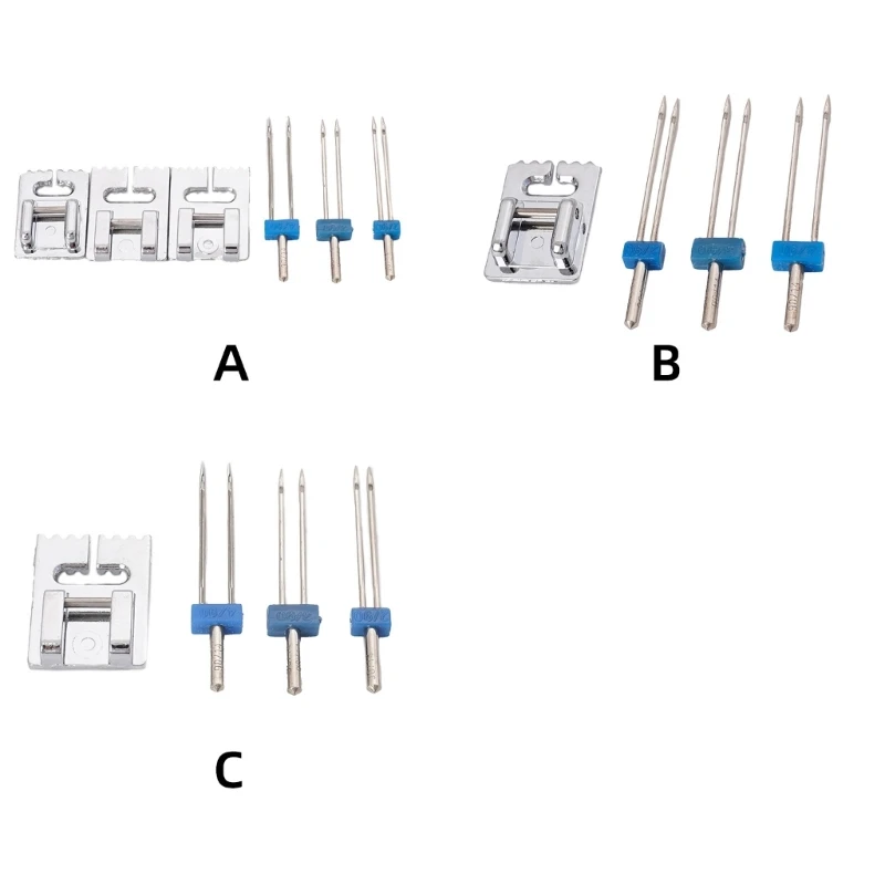 Sewing Machine Double Needle for Decorative Seams and Pintucks 2/90 3/90 4/90 Twin Needle and Presser Foot Set A0KF