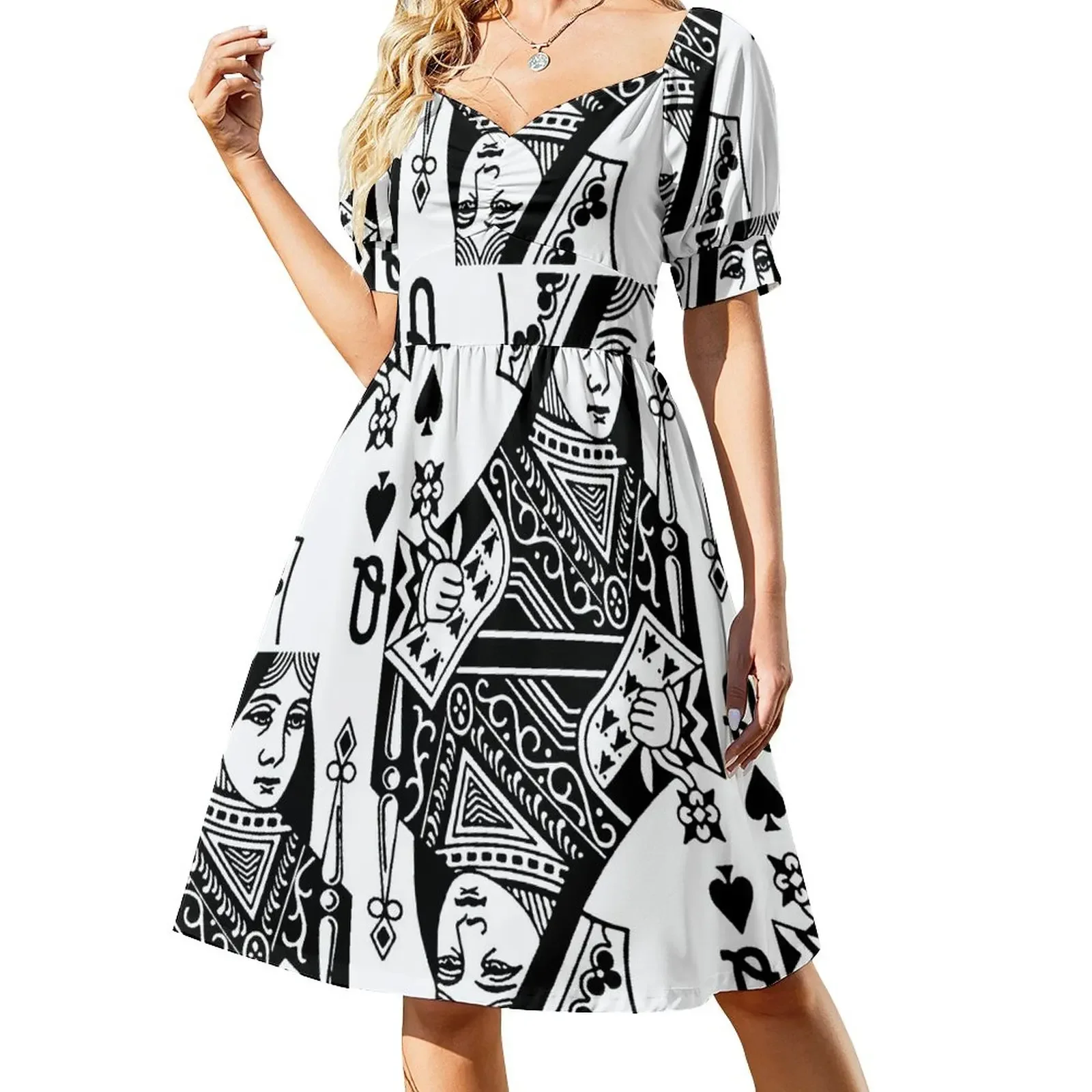 

Queen of Spades Short-Sleeved Dress dress women elegant luxury women's evening dresses women evening dress