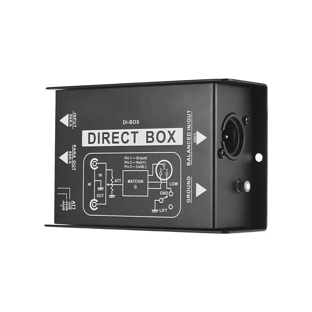 

Passive Audio DI Box Direct Injection Box Low Noise Guitar Bass DI TRS 2 Channel Audio Converter Multi-purpose Mixer Audio