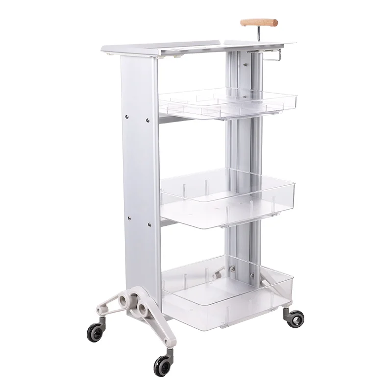 2025 وصول جديد التصميم الحديث عربة الشعر عربة تصفيف الشعر سبائك الألومنيوم الإطار الاكريليك الرف لمتجر الحلاقة