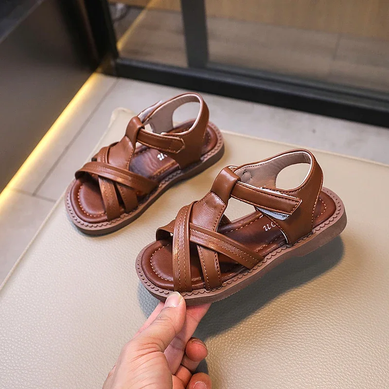 

Kids Sandal Solid Color Summer Sandals for Boy Causal Versatile Children's Girls Fashion Woven Flat Sandals Open-toe Cut-outs