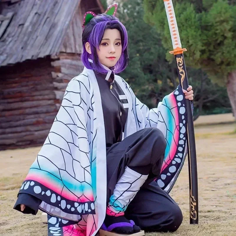 Image of 2026 Anime Kochou Shinobu Cosplay-Kostüm Kochou-Uniformen Perücken Haare Halloween für Kinder Erwachsene Cosplay-Party