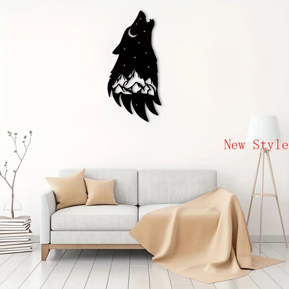 

Howling Wolf Southwest Metal Wall decoration Art Steel Outdoor Decor Home Decoration Livingroom Bedroom background decor Home De