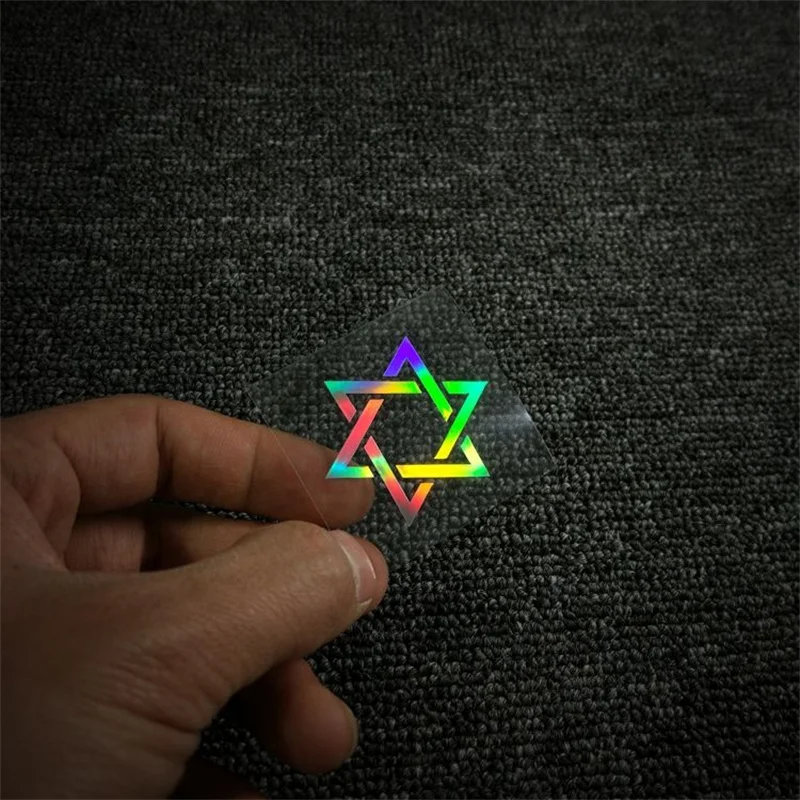 Stiker kepribadian mobil bintang enam cabang laser tujuh warna hf modifikasi lampu depan sepeda motor penutup goresan