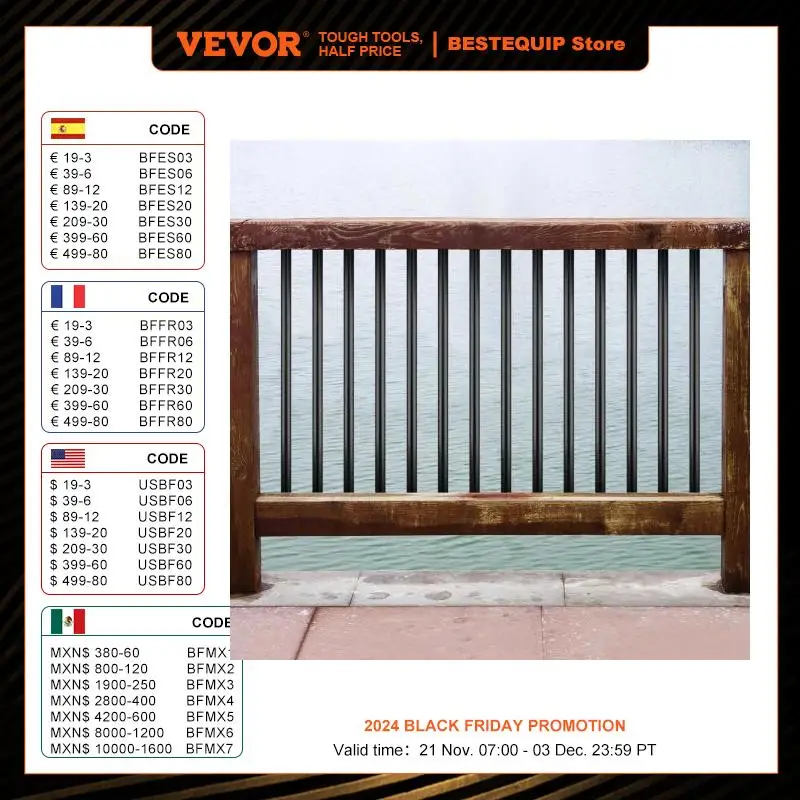 VEVOR Deck Balusters 16 Pack Metal Deck Spindles 44x0.5inch with Screws Iron Deck Railing for Wood&Composite Deck Stylish Black