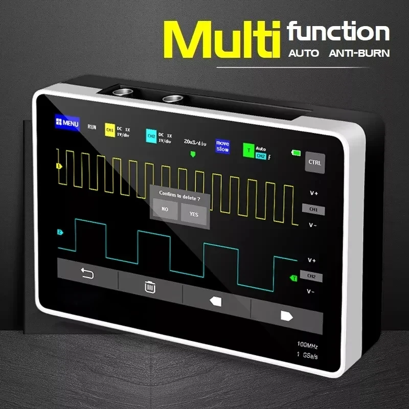 Dual Channel FNIRSI-1013D Digital Tablet Oscilloscope 100M Bandwidth 1GS Sampling Rate Mini Portable Intelligent Anti-burn