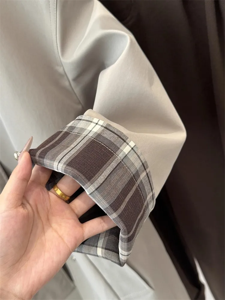 

Comfortable 00% Cotton Briti Sle ort Coat Women's Loose Fit Autumn Outerwear Ele Casual Commute Long Sve Coat