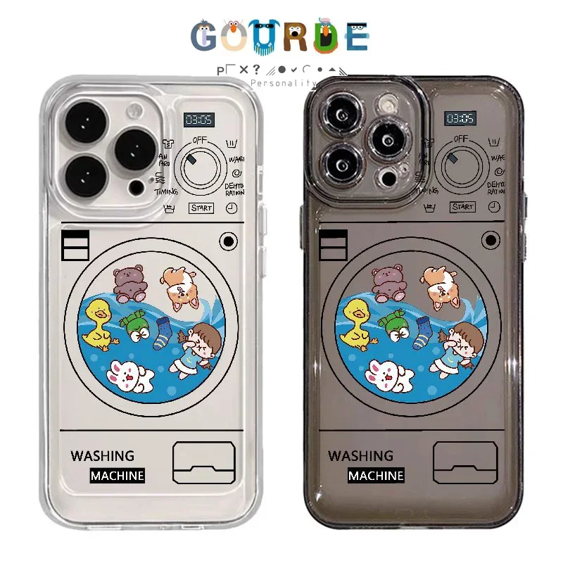 Gourde Casing Animal Washing Machine Pattern Phone Case for Iphone 16 15 14 13 12 11 Pro Max IP 7 8 Plus Iphon X XS XR Xs Max