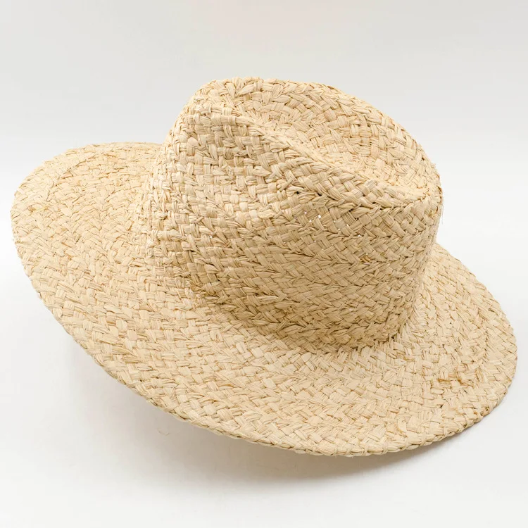 

X245 New Raffia Hand-woven Jazz Hat Ladies Raffia Jazz Cap Outdoor Beach Top Hat Sunscreen Hat Summer Hats for Women