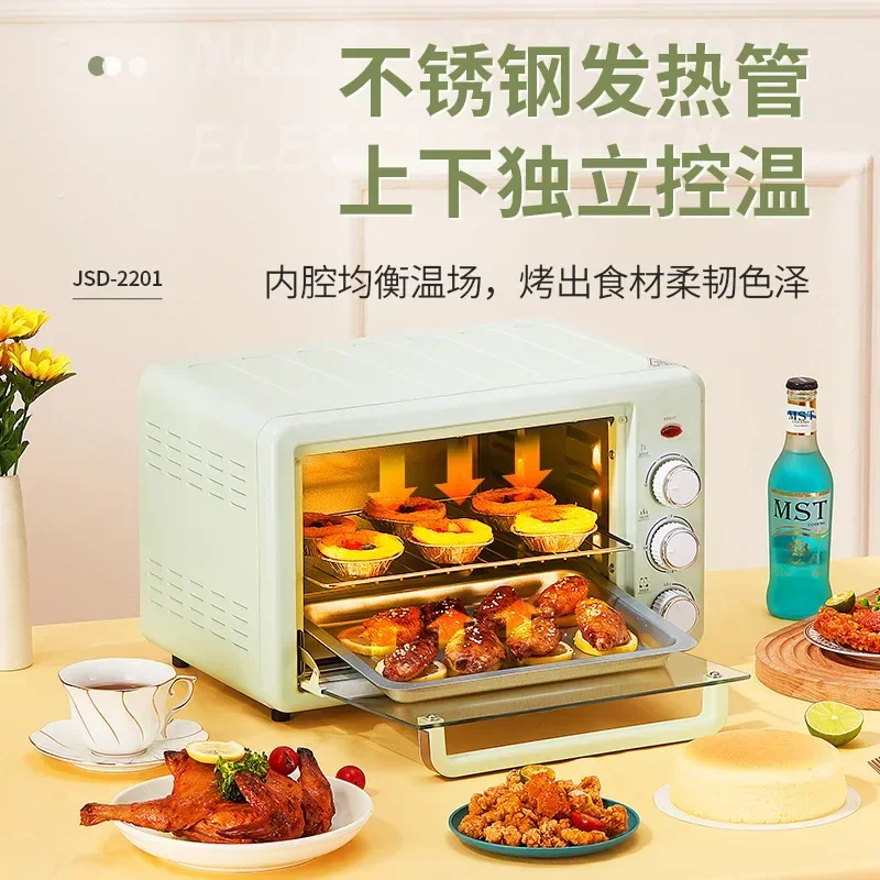 Electric Oven 22 Liters Small Household Oven Bread Roast Machine up and down Independent Temperature Control Mini Toaster Oven