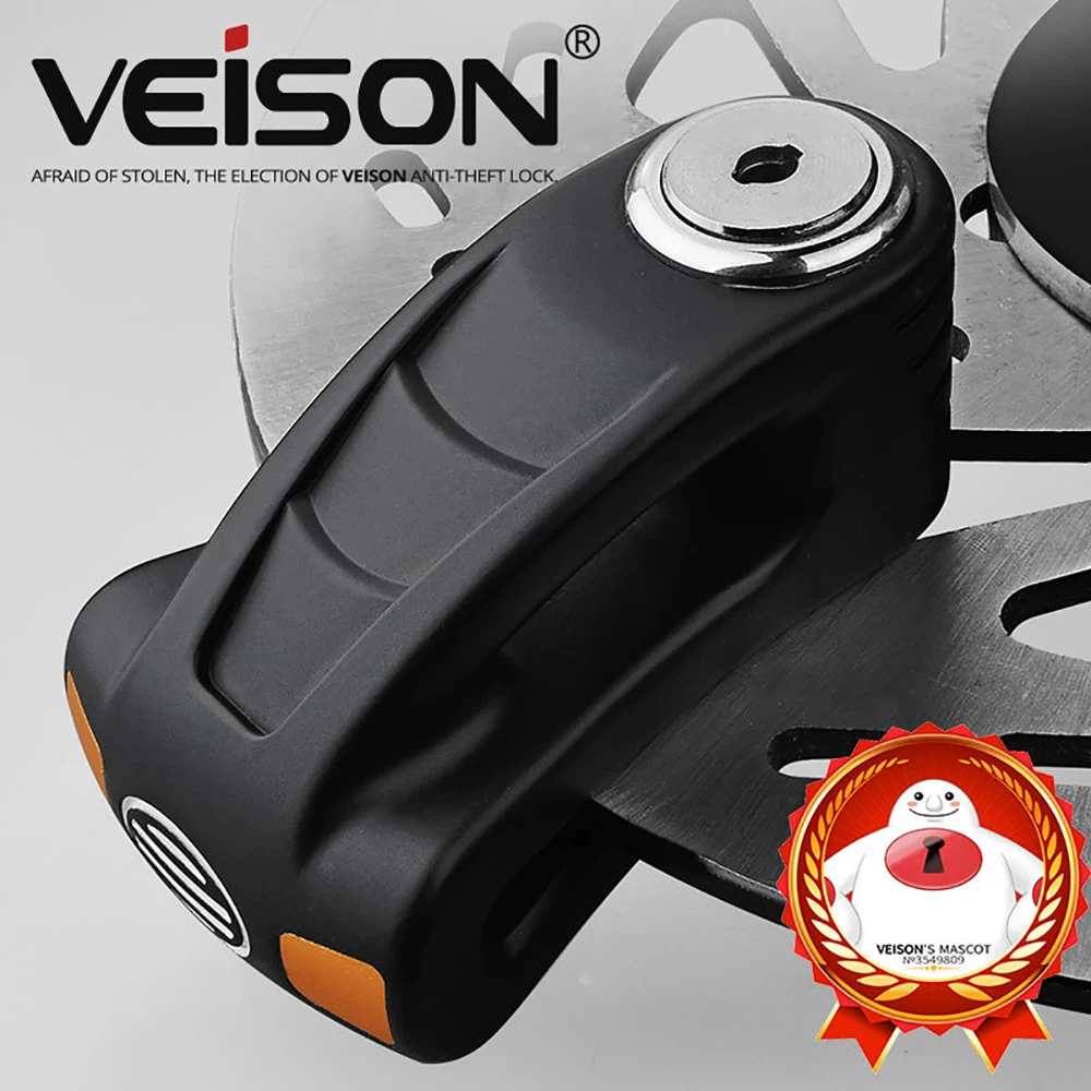 VEISON Motorcycle Disc Brake  Lock Waterproof And Rust Resistant  Motocross Anti-theft Lock Can Be Used With A Reminder Rope