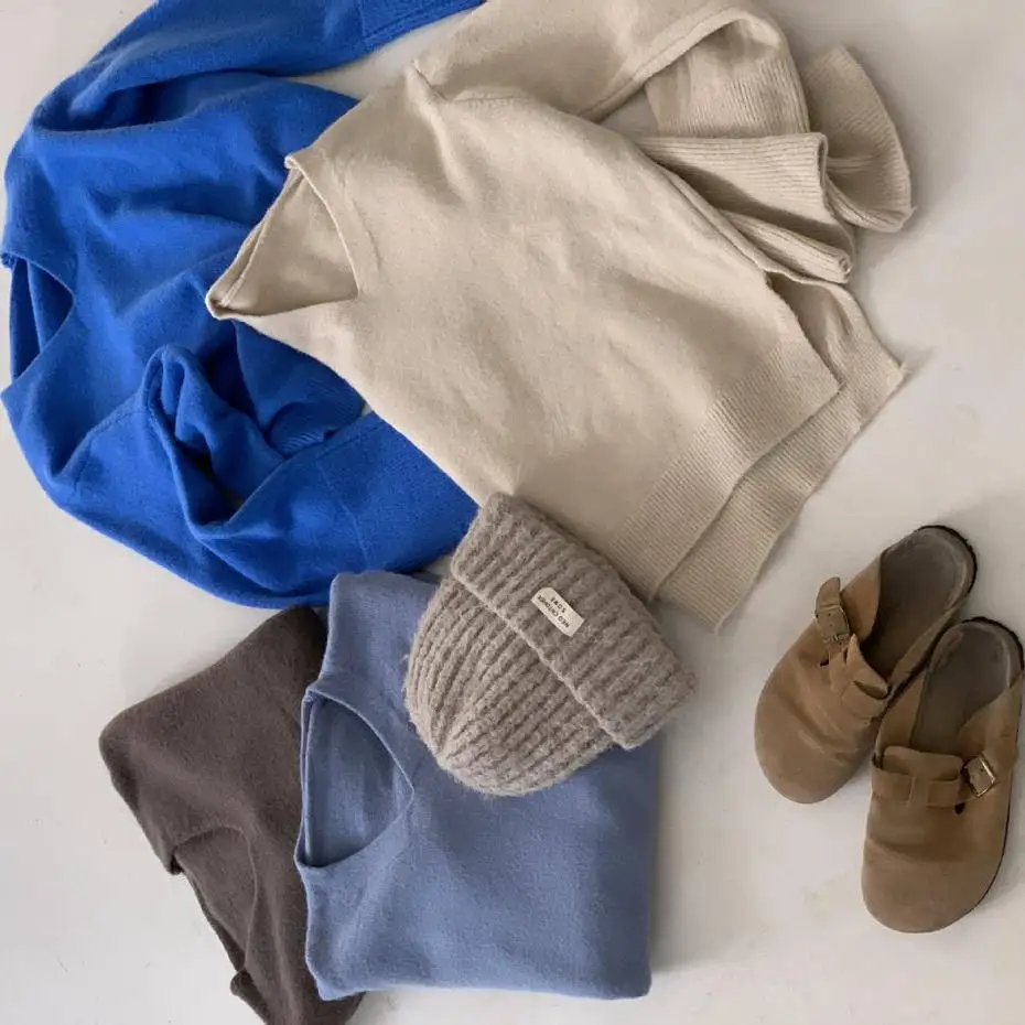 Suéter preguiçoso de malha de cor pura com cabelo longo de vison V-Ne de alta qualidade sem casamento feminino Faion Commute Sle Regular S...