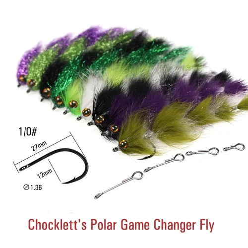 Imagen 2 del producto Vtwins Chocklett's Polar Game Changer, mosca articulada, columna de pescado, moscas, pesca con mosca, trucha, lubina, Lucio, serpentinas, Señuelos de Pesca