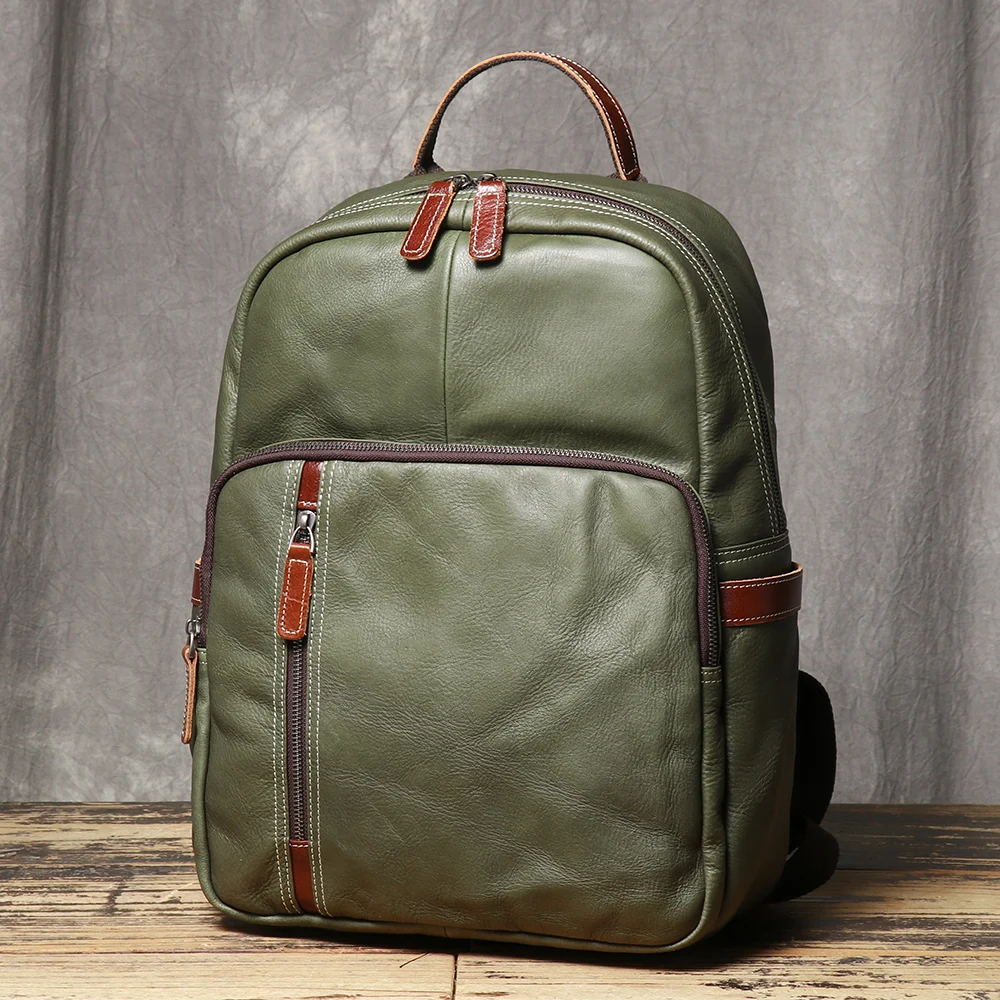 New High-Quality Genuine First-Layer Cowhide Backpack, Large Capacity Multifunctional School Bag, Can Fit a 14-Inch Laptop