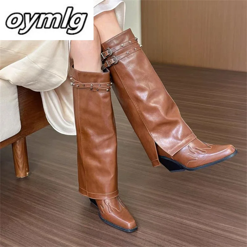 2024 autumn and winter new pointed retro fashion versatile high boots