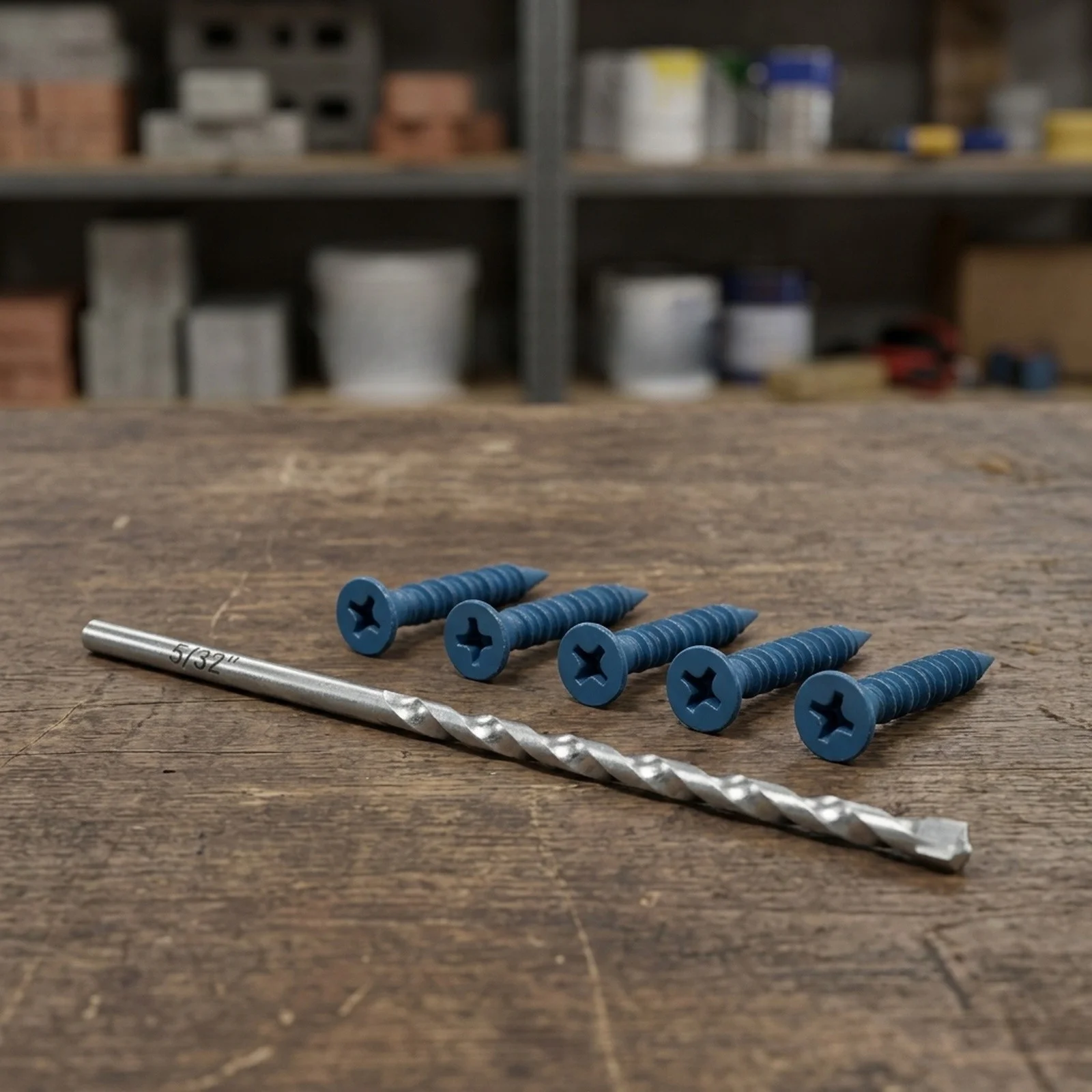 Full Thread Hex Head Screws Designed for Concrete Brick For Masonry and Gypsum Substrates with Drill Bit and 5/16 Socket Wrench