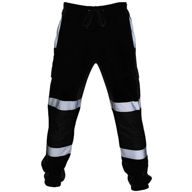 Pantaloni da lavoro da uomo pantaloni da lavoro di sicurezza pantaloni riflettenti a righe pantaloni da Jogging da uomo allentati pantaloni da Jogging Patchwork abbigliamento da lavoro