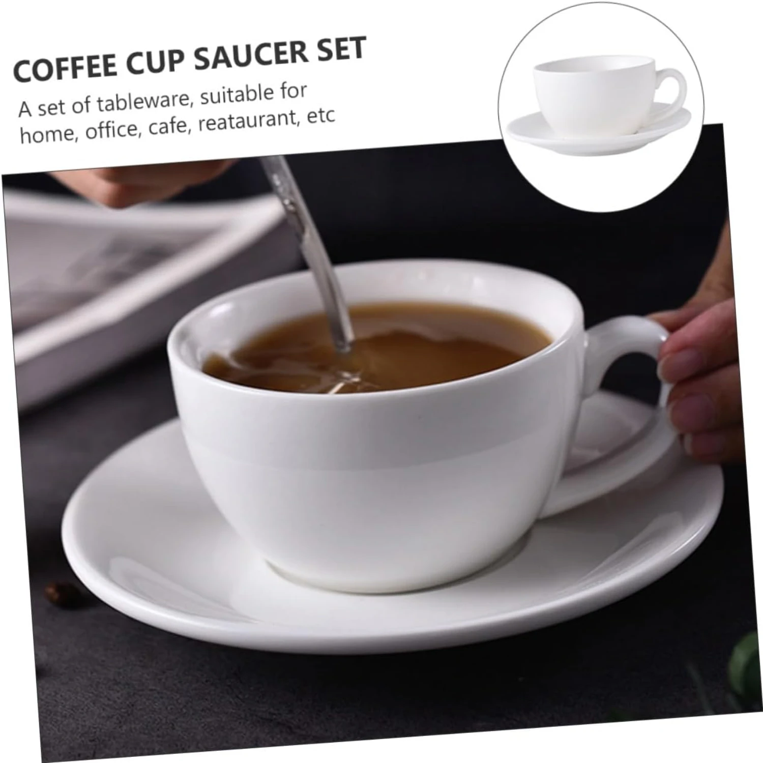 

Enhance Your Coffee Experience with Elegant, Durable White Ceramic Cups and Saucers - Perfect for Coffee Lovers, Ideal for Enter