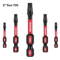 GEINXURN T25 2 In. Impact Tough Magnetic #25 Torx Head Power Bits, S2 Alloy Steel T25 Screwdriver Bits Set