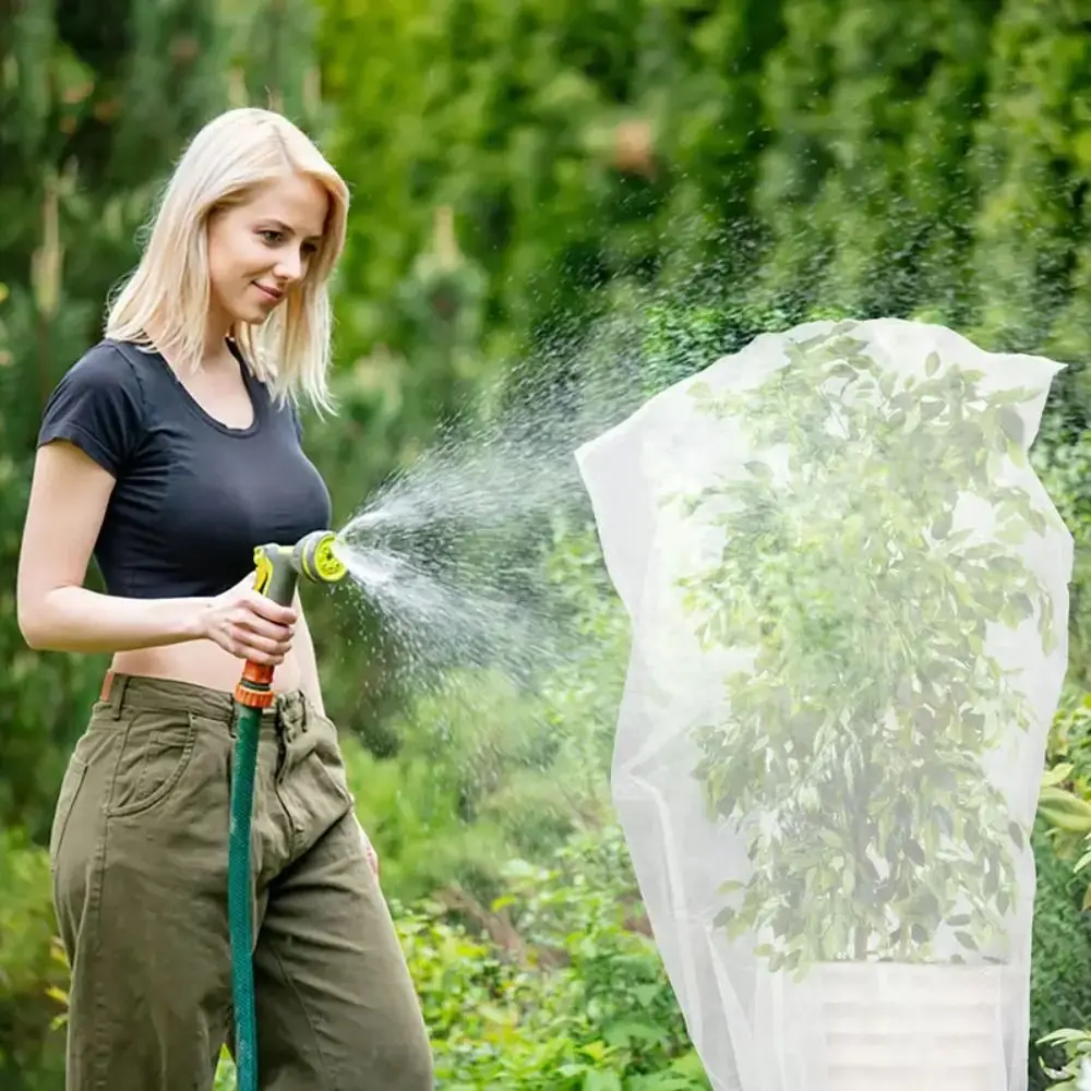 Extra-Thick Fruit Tree Netting Bags Transparent Mesh Drawstring and Zipper Insect Protection Netting Reusable UV Resistant