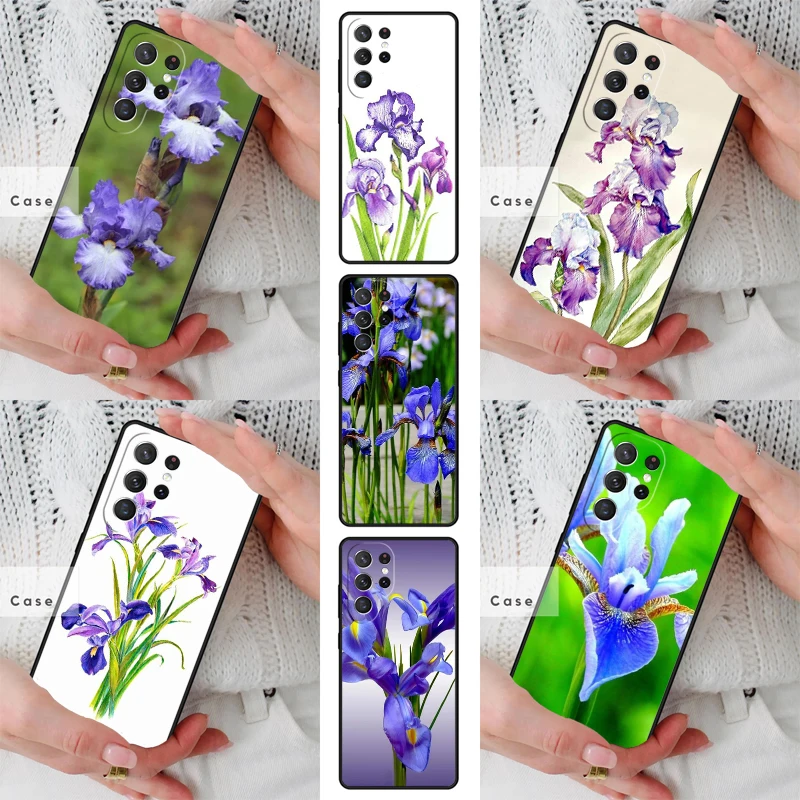 Blue Iris Flower TPU Phone Case for Samsung Galaxy S26 S25 S24 S23 S22 S21 S20 Note10 Plus FE Ultra Cover