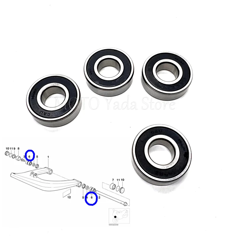 4X Front rocker arm bearing For BMW R1200CL R1100GS R850GS R1100R R850R R11R1100S R1100RT R80C R1150GS R1150RT0R