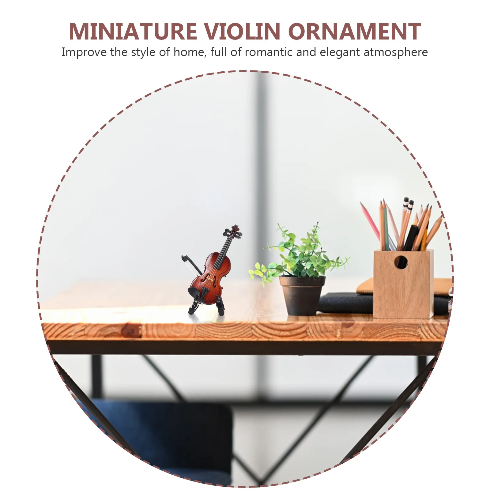 

1Set Small Wood Violin Adornment Realistic Miniature Desktop Decor Fresh Color Photo Prop Tiny Violin Photo Props