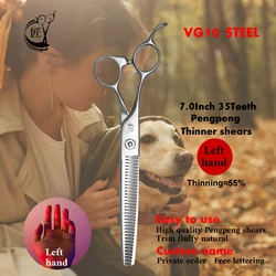 Crane Left Hand Professional Pet Dog Grooming Scissors 7 Inch 35 Teeth Thinning Shear JP VG10 Steel For Dogs Thinner Rate 55%