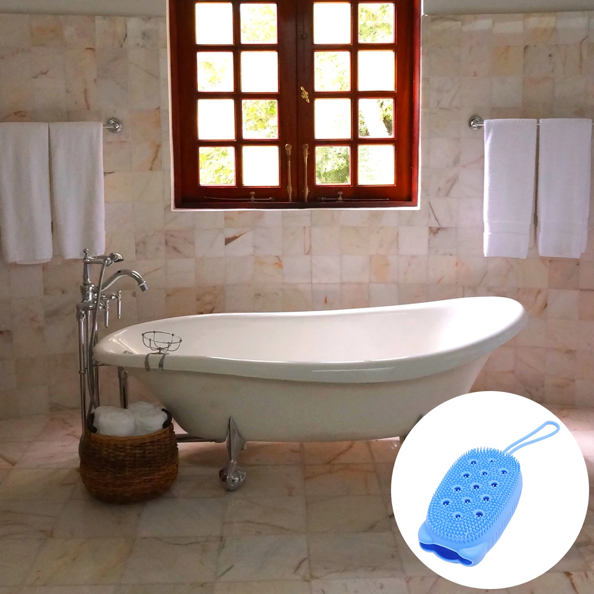 

Automatically Soak Bath Scrub Silicone Bath Brush Soap Storage Bath Tool Portable Bathbrushes for Home Bathroom Hotel (Without S