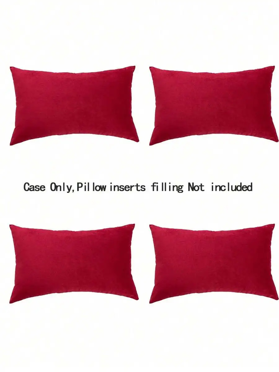 

4pcs Set Modern Simple Soft Plush Solid Color Skin-Friendly Throw Pillow Covers, Home Bedroom Headboard Living Room Sofa