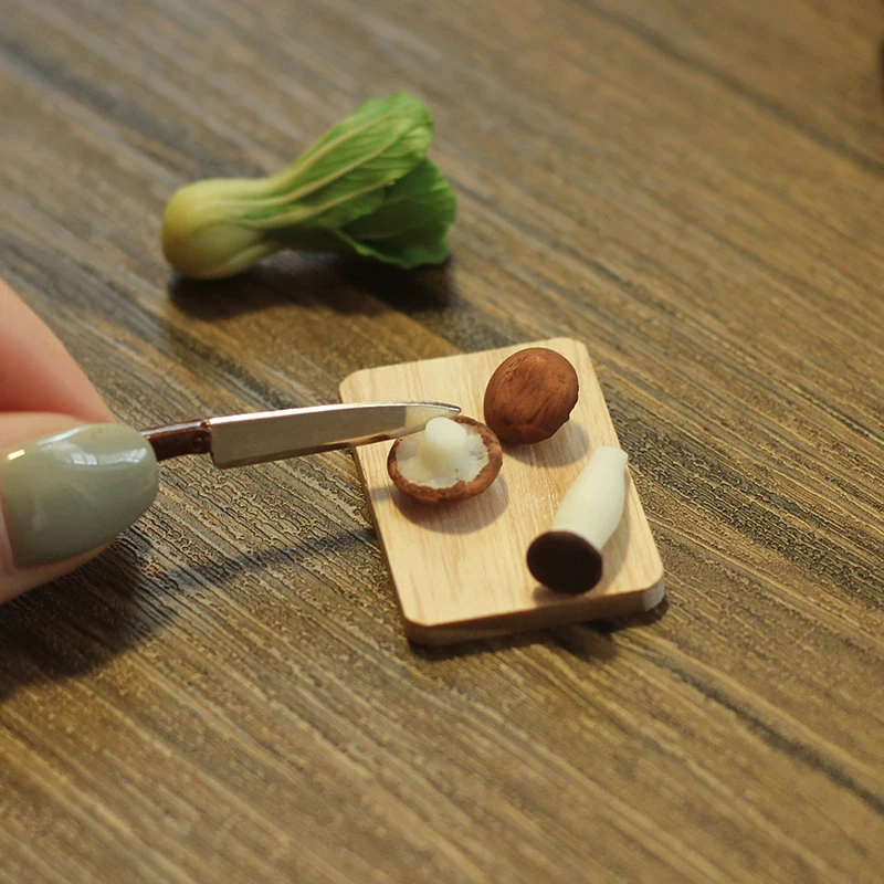 1:12 Dollhouse Miniture Kitchen Mushroom Knife Rest Mini Cooking Utensils For Barbies BJD Doll House Accessories Toy