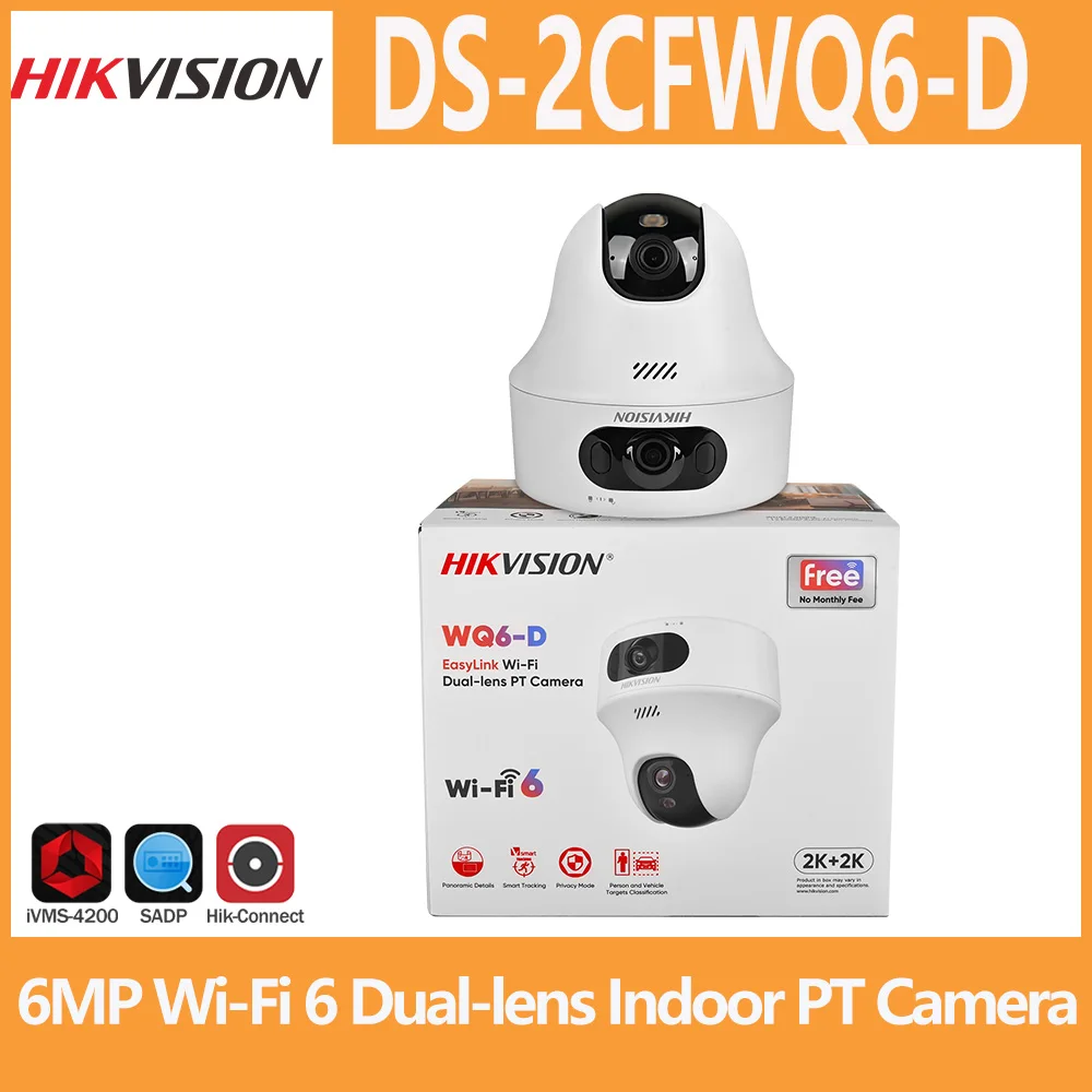 Image of Hikvision DS-2CFWQ6-D 6MP Wi-Fi 6 Dual-Objektiv PT-Kamera Intelligente Verfolgung Smart Hybrid Light Zwei-Wege-Audio Mensch- und Fahrzeugerkennung