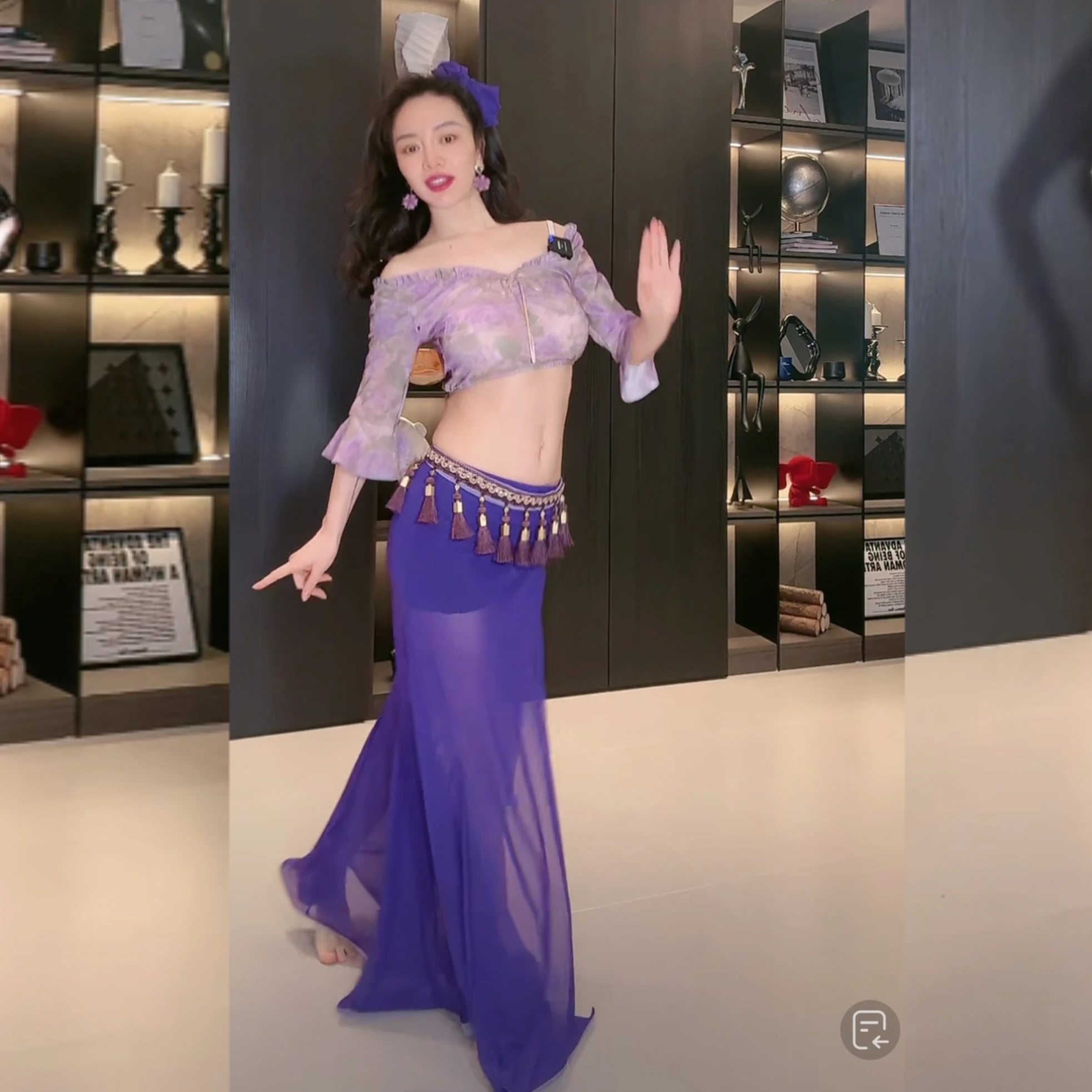 New Belly Dance Clothing Customized Flare Sleeve Top+High Split Long Skirt Oriental Dance Professional Performance Clothing