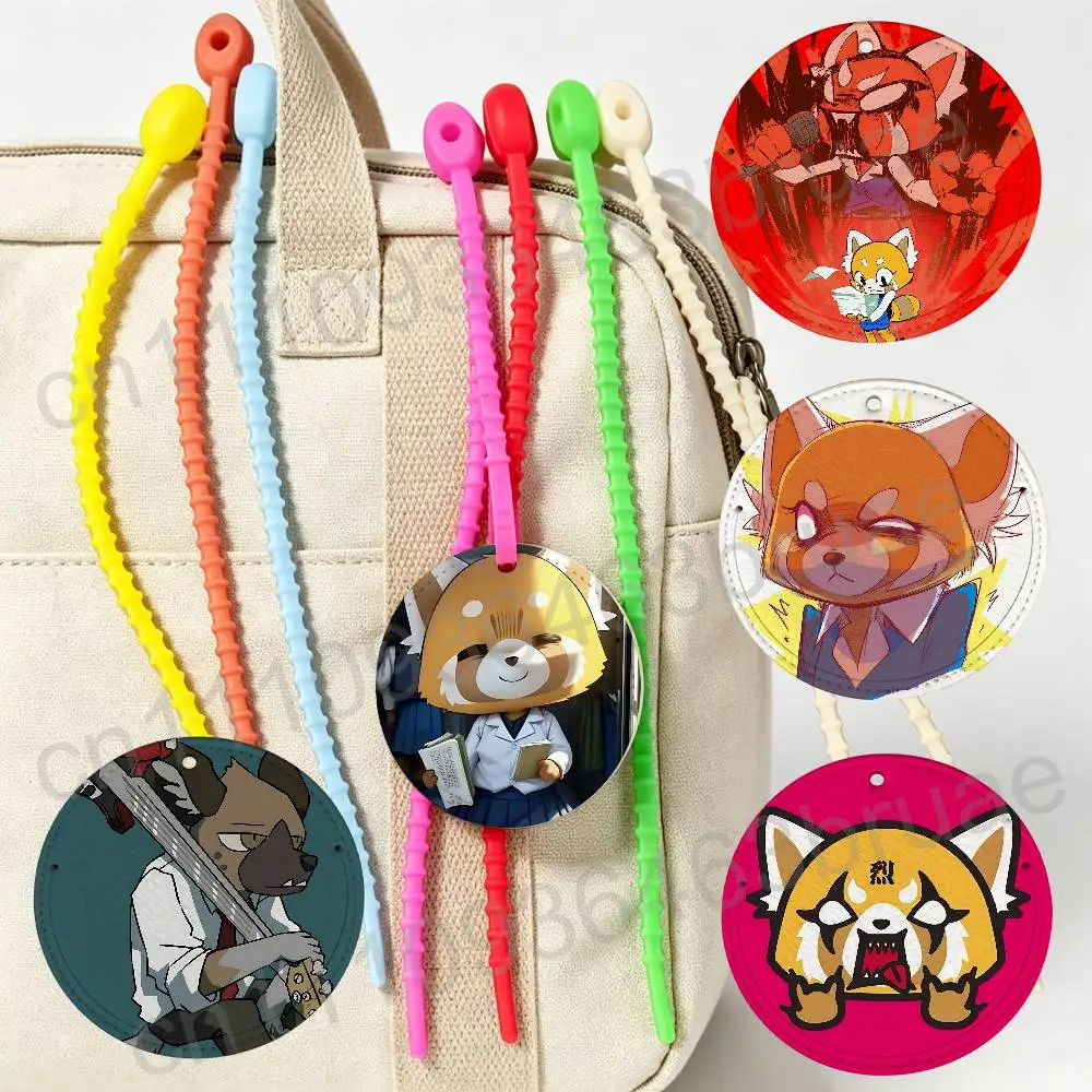 

workplace elite Aggretsuko Retsuko 10cm Antilost Luggage Tag Backpack Pendant Travel Pattern Label Portable Name Address Plate
