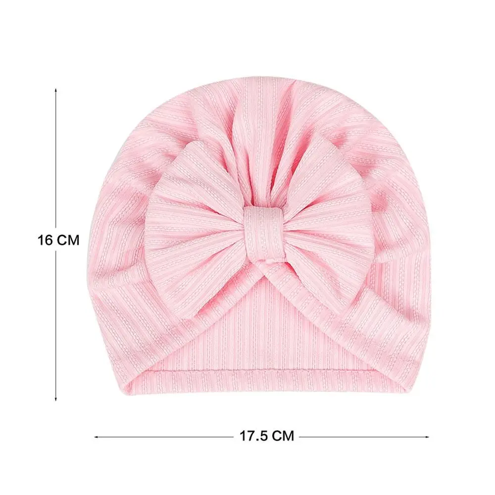 Bonita diadema de poliéster y algodón, gorros con lazo grande transpirables de Color sólido, turbante suave para bebés y niños