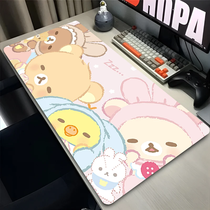 Mouse Pad Computer Gaming Accessories Kawaii Mousepad Rubber Cute Extended Desk Mat Laptop Gamer Keyboard Pad HD R-rilakkuma