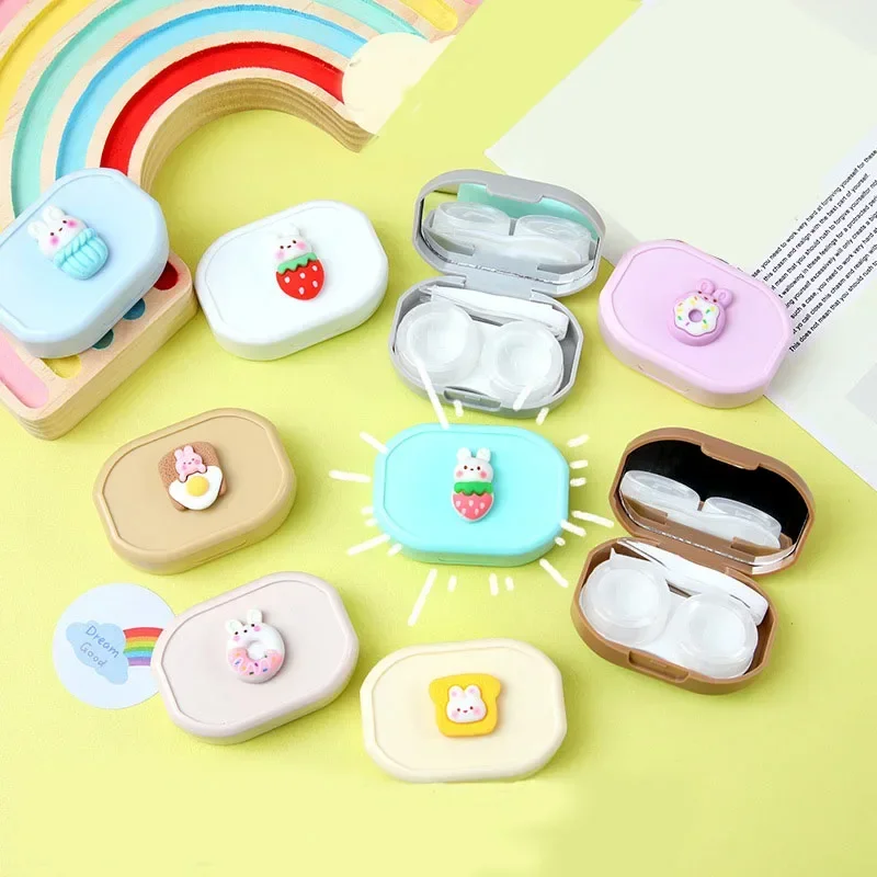 1pc kawaii Cartoon Kontaktlinse nbox niedlichen Kaninchen kleinen Augenkontakt Linsen etui Frauen reisen Kontakt Linsen behälter und Pinzette